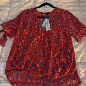 West Kei Red Floral Blouse